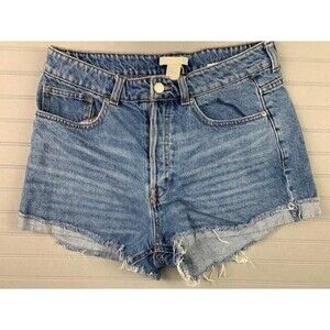 H&M Conscious Size 8 Womens Shorts Mid Rise Denim Jeans Cut Off
